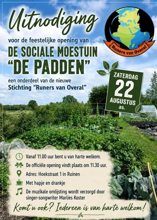 Poster van uitnodiging sociale tuin De Padden